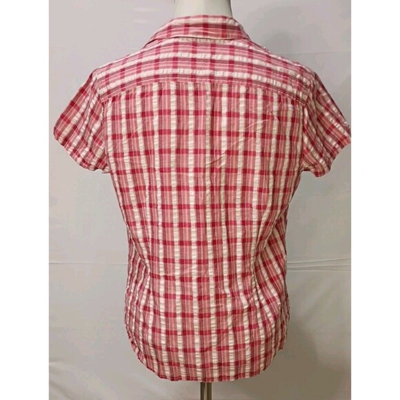 Eddie Bauer Shirt Women's Button Down Short Sleeve Plaid Pink Size Large - Picture 3 of 11